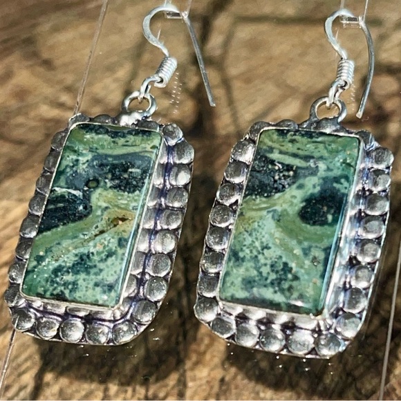 Kambaba Jasper Earrings 1 7/8” - Picture 1 of 7